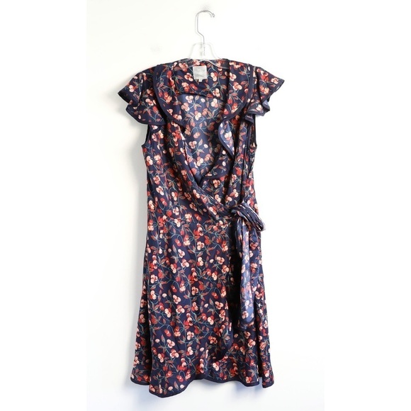 Anthropologie Dresses & Skirts - Hi There Karen Walker Anthropologie Cherry wrap dress navy 6 fruit print berry M